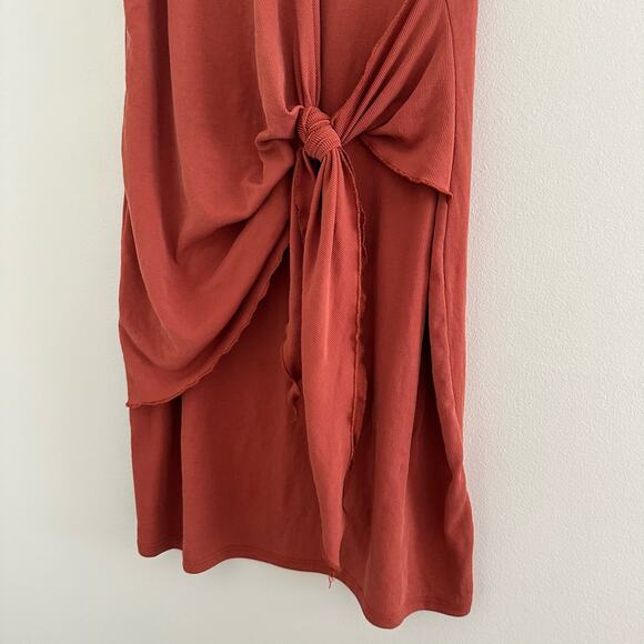 DREW Anthropologie Twist Front Tie Sleeveless Mini Wrap Dress Rust S - Picture 4 of 7